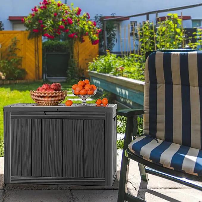 45 Gallon Outdoor Deck Box,Storage Lockable Waterproof Patio Furniture,Garden Tools,Cushions,Pool Accessories Outside Storage Resin Box(Black) by GreenHaven Gardens