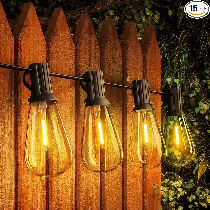 Gpatio 30ft Waterproof Patio Lights With 16 Dimmable Hanging Lights Globe ST38 Bulbs, 2700k Shatterproof Connectable For Backyard Gazebo Porch Garden Commercial Outside Decor by GreenHaven Gardens