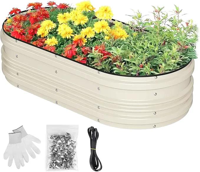 WORKPRO 4x2x1ft Galvanized Raised Garden Bed Set, Rust & Corrosion Protection, Easy Assembly, Safe Edge, Ideal for Vegetables & Flowers, White by GreenHaven Gardens