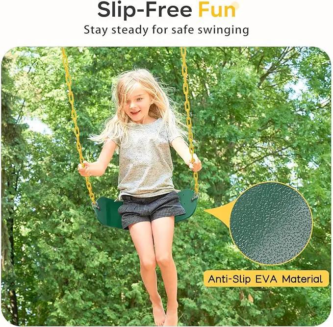 Decorlife 2 Pack Outdoor Swings Seats with 66" Rust-Resistant Heavy Duty Chain, Playground Swing Set Accessories Replacement Anti-Slip Seats, Backyard Swing Support 330lb for Kids or Adults (Green) by GreenHaven Gardens