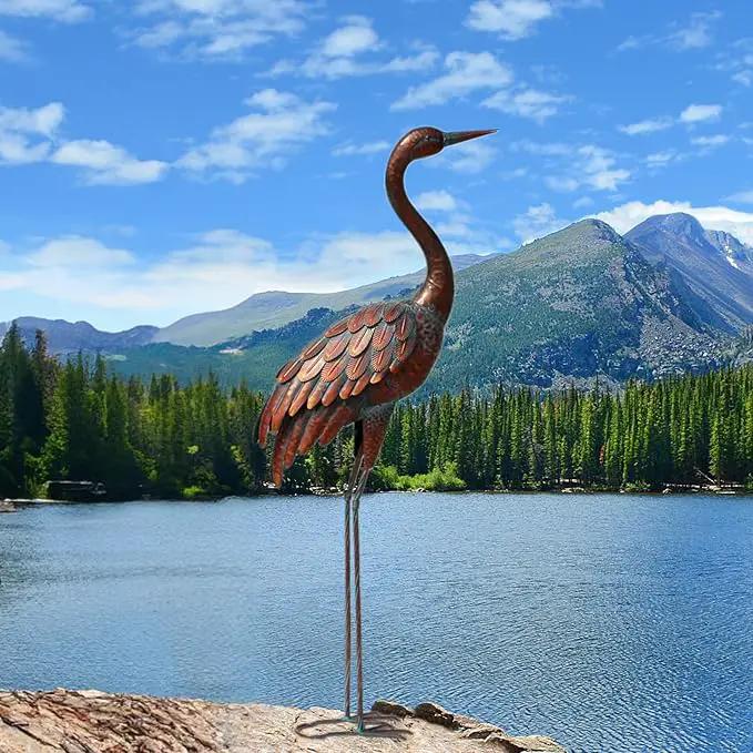 chisheen Outdoor Garden Crane Statues and Sculptures Metal Yard Art Statue for Garden Decoration Large Size by GreenHaven Gardens