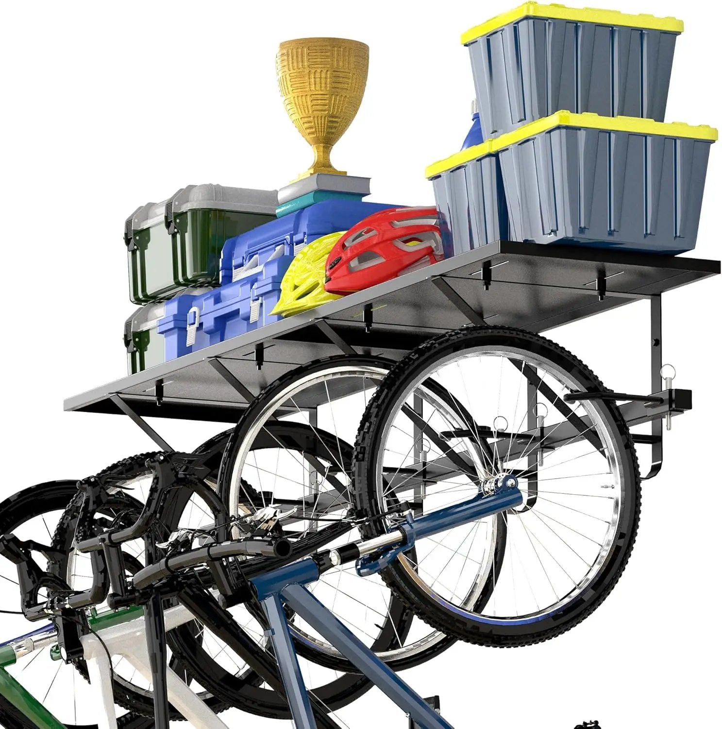 Bike Storage Rack with Shelf, Bike Wall Mount Garage Stand, Bike Hanger Storage Bicycles Hanger Hooks Bike Hooks for Garage Organizer by GreenHaven Gardens