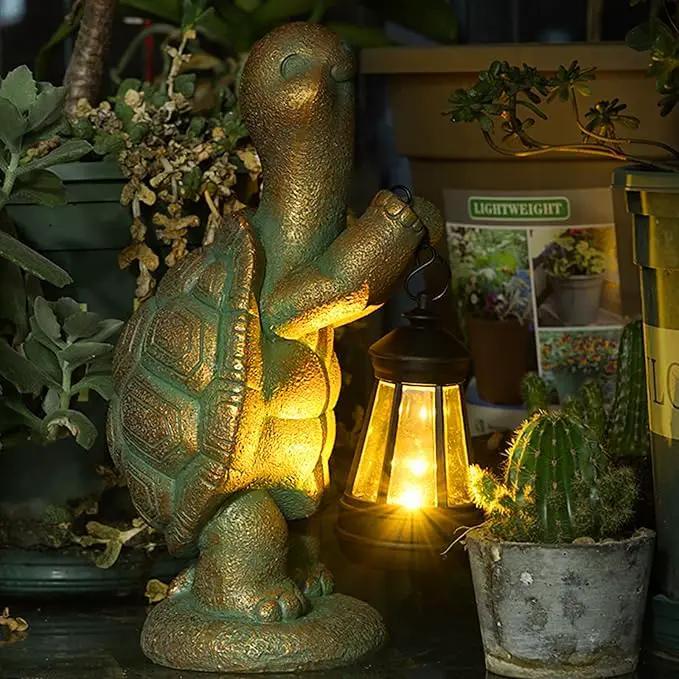Turtle Solar Powered Outdoor Garden Statue, Resin Turtle Statue with Solar Light Lantern, Decorative Lawn, Yard Outdoor Turtle Decoration. Unique Home Decoration, Gifts for Women by GreenHaven Gardens