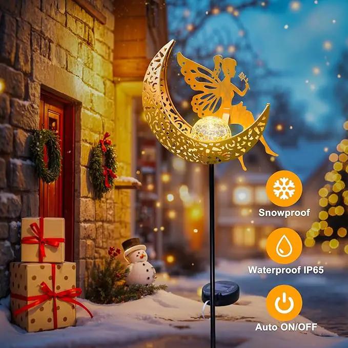 Fairy Moon Solar Lights Outdoor Garden Gifts for Women Yard Decorations Stakes Lights, Waterproof LED Outside Backard Decor, Lawn Patio Ornaments, Mothers Day Birthday Gifts for Mom (Gold,1Pack) by GreenHaven Gardens