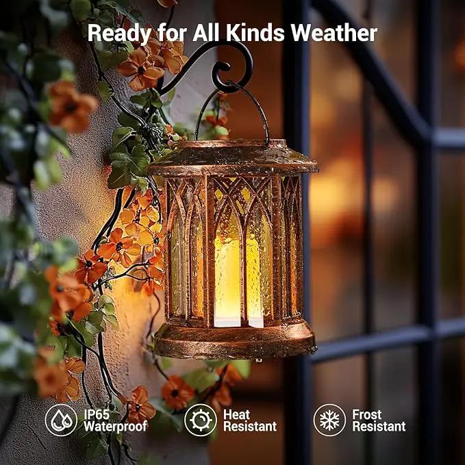KOOPER 4 Pack Solar Lantern Outdoor Lights, Hanging Solar Lanterns Outdoor Decorative, Lanterns LED Flickering Flameless Candle Mission Lights for Yard Table Garden Decor by GreenHaven Gardens