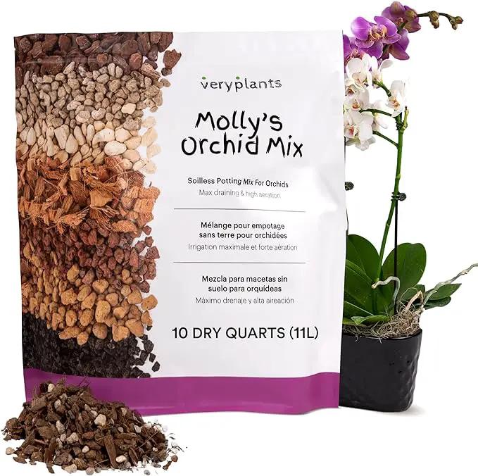 Molly's Orchid Mix - Premium Soilless Potting Mix for Orchids - Contains Bark, Coco Chips, Akadama, Pumice, Lava Rock, 11 Liters by GreenHaven Gardens