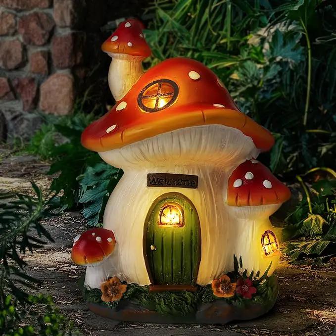 Mushroom House Garden Statue Outdoor, Solar Light Mushroom House Garden Figurines for Lawn, Balcony, Yard Decoration, Outdoor Garden Decoration by GreenHaven Gardens