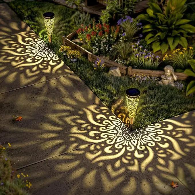 6 Pack Solar Lights Outdoor Garden Decorative Solar Garden Lights with Warm Light Waterproof Solar Pathway Landscape Lights for Path Patio Backyard Walkway Yard Garden Decor (Gold, 6Pcs) by GreenHaven Gardens