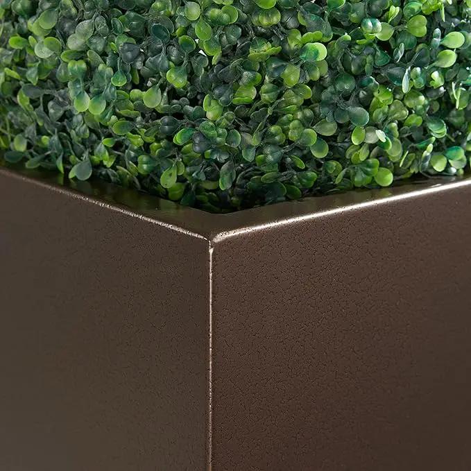 Metallic Heavy Tall Outdoor/Indoor Planter Box 14Lx14Wx30H Inches, Rectangular Tall Planter, Large Flowerpot, ‎25 Pounds, Espresso, No Assembly Required 1 Pack by GreenHaven Gardens