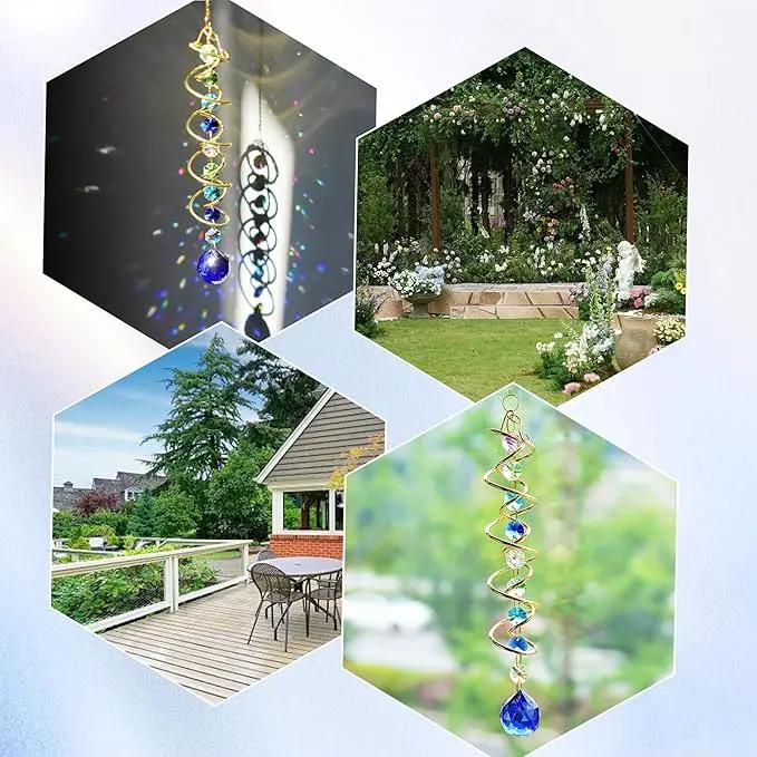 H&D HYALINE & DORA Gazing Ball Spiral Tail Crystal Suncatcher, Rainbow Maker Crystal Beads Decor Sun Catcher Hang with Hook for Window Indoor Outdoor by GreenHaven Gardens