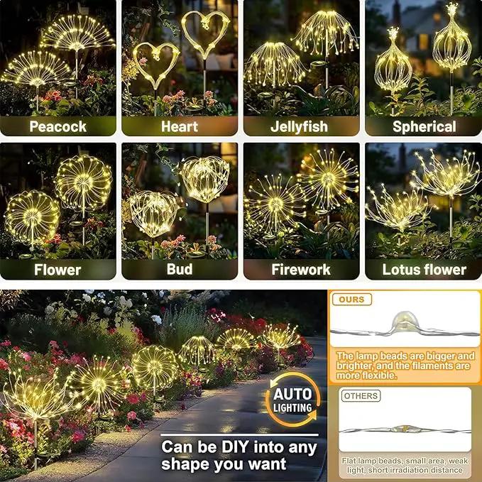 4 Pack Solar Firework Lights 150 LED Create Magical Nights, Waterproof Starburst Fairy Lights for Garden Yard Patio Christmas Romantic Wedding Party Decor(Warm White) by GreenHaven Gardens