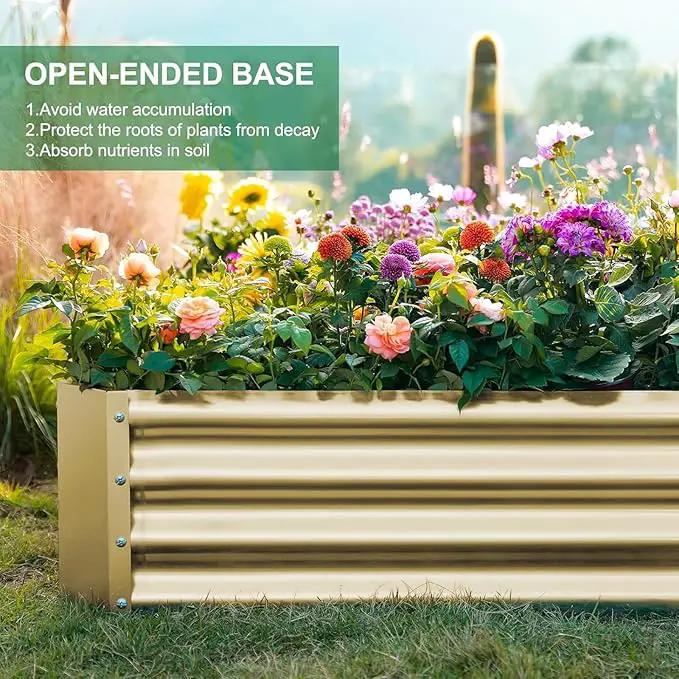 Land Guard 2 Pack 8×4×1ft Galvanized Metal Raised Garden Bed, Metal Planter Kit Box Outdoor for Deep-Rooted Vegetables, Flowers, Green and Herbs (Cream Yellow) by GreenHaven Gardens