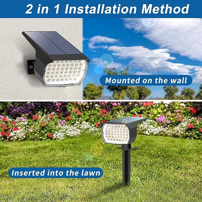 Solar Spot Lights Outdoor Waterproof IP65, 6 Pack Landscape Spotlights with 46 LEDs, 3 Modes Auto On/Off Solar Powered Flood Lights for Outside Pathway, Yard, Garden, Walkway (Cool White) by GreenHaven Gardens