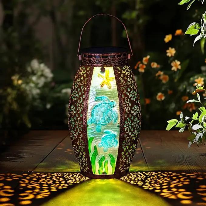 Larekook Outdoor Solar Lantern-Waterproof Turtles Hanging Metal Decorative Lights for Patio Table Garden Pathway Yard with Super Bright Warm White LED,Large Solar Panels,Auto On/Off Sensor by GreenHaven Gardens
