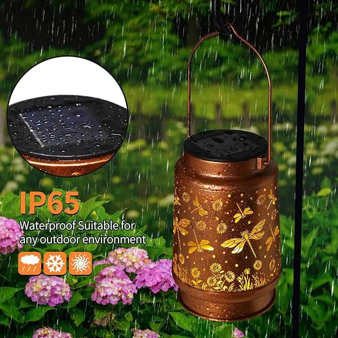 Solar Lanterns Outdoor Waterproof Dragonfly Garden Decor Gifts for Women Mom Grandma Hanging Solar Lights Metal Solar Decoration Outside for Yard, Patio, Backyard, Porch by GreenHaven Gardens