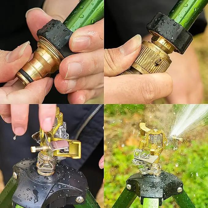 Biswing Impact Sprinkler Head on Tripod Base, Extends Up to 50 Inch Heavy Duty Lawn Sprinkler, 360 Degree Large Area Irrigation, Adjustable Coverage Brass Nozzle Alloy Metal Tower Sprinkler, 1 Pack by GreenHaven Gardens