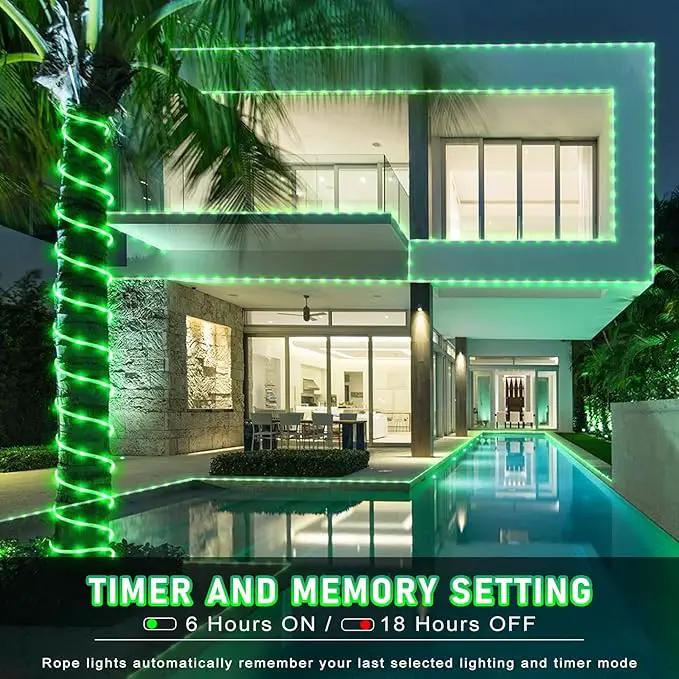 66FT 200 LED Rope Lights for Outside, St. Patrick Day Fairy String Lights with Waterproof 8 Modes, Flexible and Connectable Plug in Twinkle Lights for Indoor Patio Pool Party Holiday Decor, Green by GreenHaven Gardens