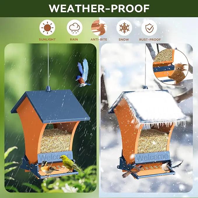 Wildpark Squirrel Proof Bird Feeders for Outdoors, 5LB Metal Hanging Feeders, Large Wild Feeders for Cardinals, Chickadees, Durable Backyard Feeders-One in Orange by GreenHaven Gardens
