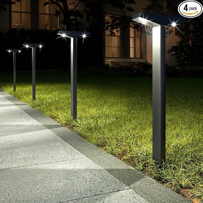 JSOT Solar Lights Outdoor 4 Pack, Solar-Powered Landscape Lighting for Outside, Perfect IP65 Waterproof Solar Pathway Lights for Backyard, Lawn, Driveway, Walkway, Garden Decorative. (Cool White) by GreenHaven Gardens