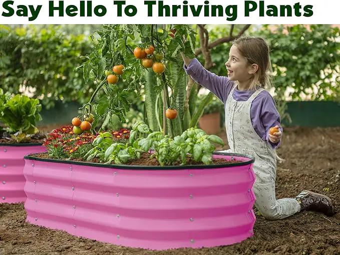 Galvanized Raised Garden Beds Outdoor // 4×2×1 ft Planter Raised Beds for Gardening, Vegetables, Flowers (Pink) // Large Metal Garden Box by GreenHaven Gardens