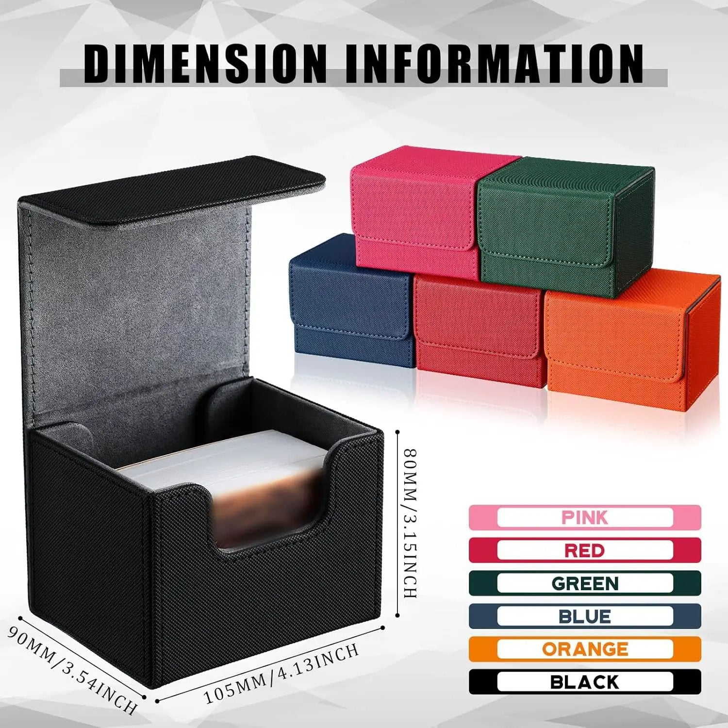 Yookeer 6 Pack Leather Deck Cases 100+ Card Deck Game Box Magnetic Playing Card Storage Box for 100 Plus Cards Compatible with Tcg(Pink,Red,Orange,Black,Blue,Green,Horizontal) by GreenHaven Gardens