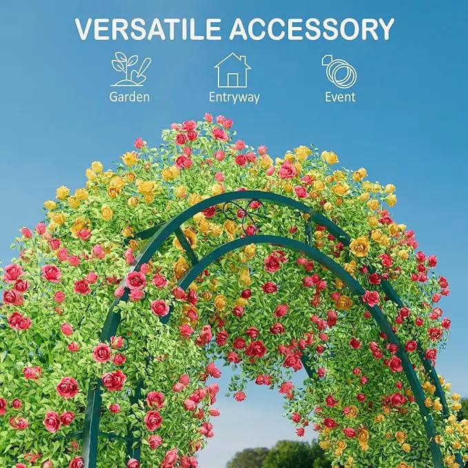 88in Steel Garden Arch Arbor Trellis for Climbing Plants Outdoor,Yard,Wide Sturdy Durable Garden Arch for Lawn,7.3ft Climbing Plants Decorative Wire Lattice,Outdoor Wedding Arch(Green) by GreenHaven Gardens