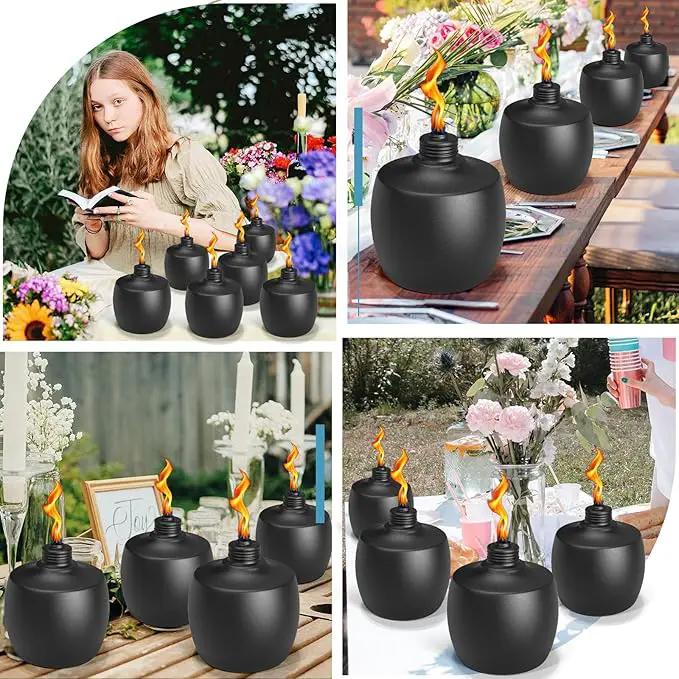 4-Pack Citronella Tabletop Torches, 21.5 oz Table Top Torches for Outdoor, Metal Oil Burner Candles, Garden Torches with Fiberglass Wick for Yard, Patio, Deck, Garden, Party, Landscape by GreenHaven Gardens