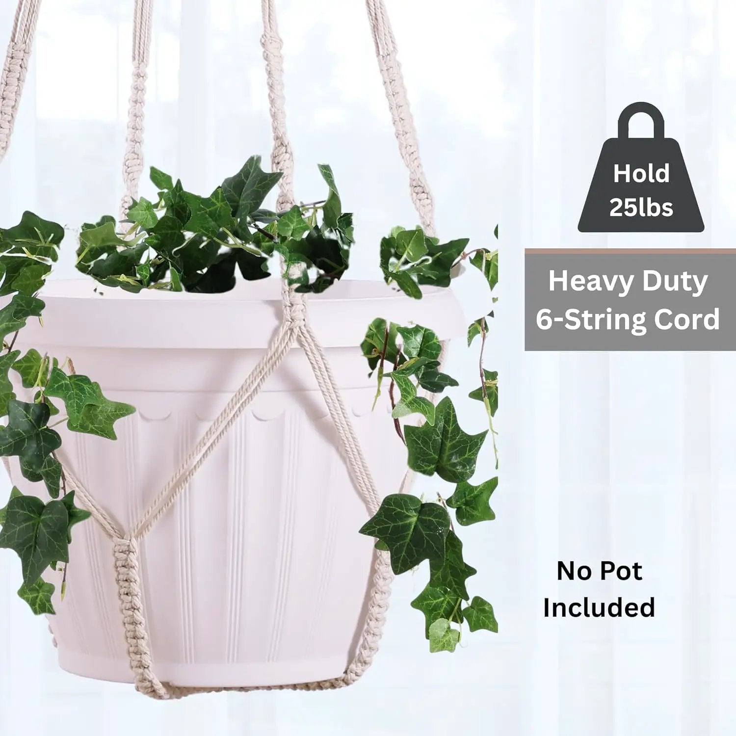 2 Pack Giant XXL 55 Inches Macrame Planter Hanger Large for 15 inch Pot + Swag Hook | Extra Large Hanging Planter for Indoor Plants | No Pot/Plant Included (XXL) by GreenHaven Gardens