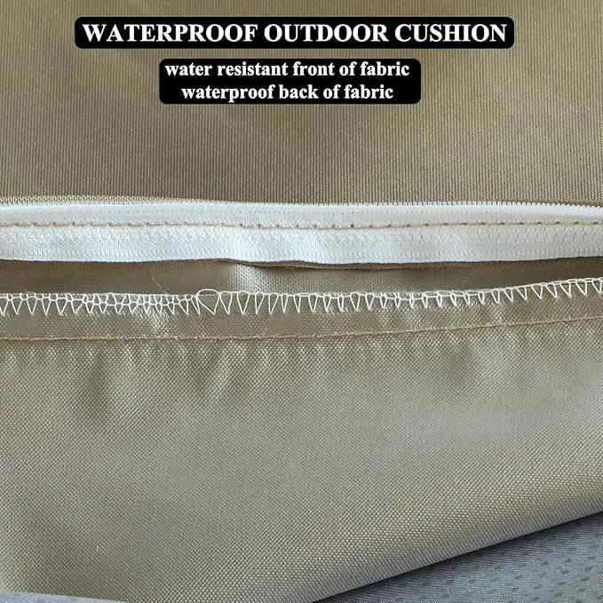 Patio Chair Cushions Non Slip Bottom Chair Pad with TiesSet of 2 Waterproof Square Outdoor Seat Cushion Replacement for Garden Swing Furniture 18x18 Inch, Light Khaki by GreenHaven Gardens
