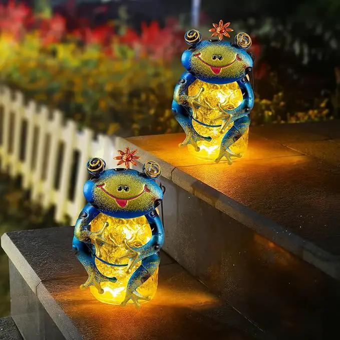 2 Pack Frog Solar Lantern,Jar Solar Lanterns Outdoor Waterproof Frog Hanging Solar Lantern,Outdoor Solar Lanterns with String Light for Garden Table Decor by GreenHaven Gardens