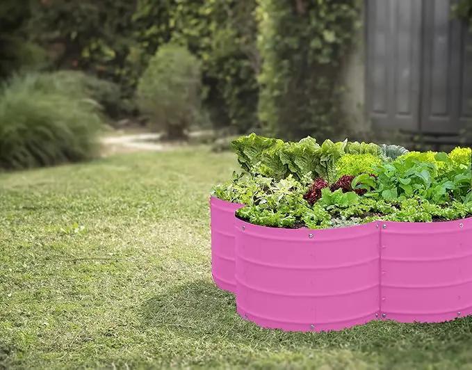 Galvanized Raised Garden Beds Outdoor // 3×3×1 ft Planter Raised Beds for Gardening, Vegetables, Flowers // Large Metal Garden Box (Pink) // Patented Tool-Free Design by GreenHaven Gardens