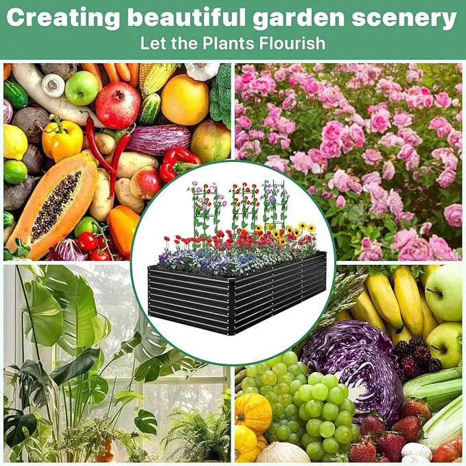 8×4×2ft Galvanized Metal Raised Garden Bed, Metal Planter Kit Box Outdoor for Deep-Rooted Vegetables, Flowers, Green and Herbs by GreenHaven Gardens