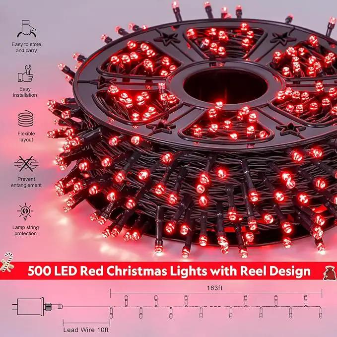 JMEXSUSS 500 LED Red Christmas Lights Outdoor, 173ft 8 Modes Christmas String Lights Plug in, Waterproof Red LED Lights for Indoor Tree Party Bedroom Xmas Halloween Decor by GreenHaven Gardens