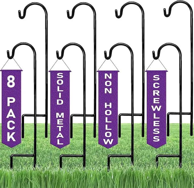 Ashman Shepherd's Hooks 35 Inch (8 Pack), Black, Made of Premium Metal for Hanging Solar Lights, Bird Feeders, Mason Jars, Christmas Lights, Lanterns, Garden Stakes and Wedding Décor. by GreenHaven Gardens
