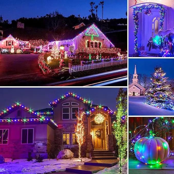 QITONG 4 Pack Multicolor Solar Fairy Lights Outdoor Waterproof, Each 33ft 100 LED Solar Christmas Lights, 8 Modes Silver Wire Solar Twinkle Lights by GreenHaven Gardens