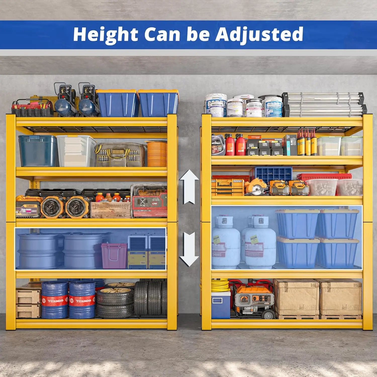 REIBII 72''H Garage Shelving 3010 LBS Storage Shelves Adjustable Metal Shelving 5 Tier Metal Shelves for Storage Industrial Shelf for Kitchen Pantry Warehouse Basement 72" HX35.5 WX16 D, 2 Pack by GreenHaven Gardens
