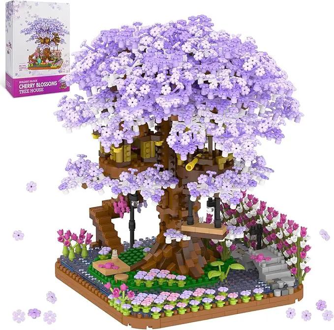 Cherry Blossom Bonsai Tree Mini Micro Building Set, Japanese Sakura Tree House Model Sets for Adults, Flowers House Mini Bricks Building Kit, Creative Gift Toys for Kids 12-14 (2200PCS) by GreenHaven Gardens