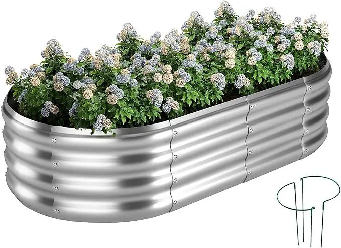 Raised Garden Bed, 4x2x1ft Raised Beds for Gardening Outdoor for Vegetables Flowers Ground Planter Box，Galvanized Raised Garden Beds by GreenHaven Gardens