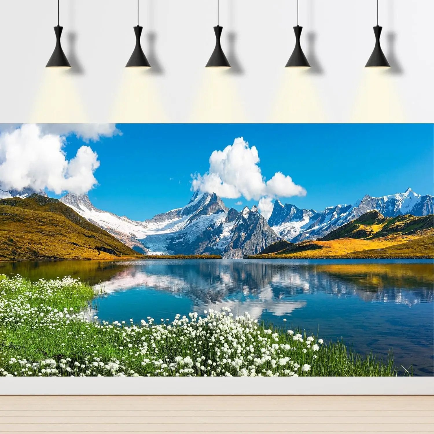Mountains Lake Aquarium Background Bernese range View Fish Tank Background Switzerland Alps Grindelwald Valley Lake Terrarium Background Fantastic Natural Landscape Aquarium Fish Tank Decors 72x24in by GreenHaven Gardens