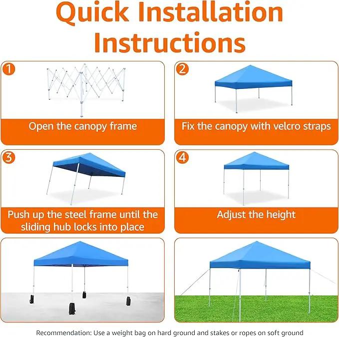 Amazon Basics Outdoor Pop Up 10 x 10 Canopy Tent for Events, Portable with Easy Setup, Includes Wheeled Carry Bag, 8 Pegs, 4 Ropes, 4 Weighted Bags, Blue by GreenHaven Gardens