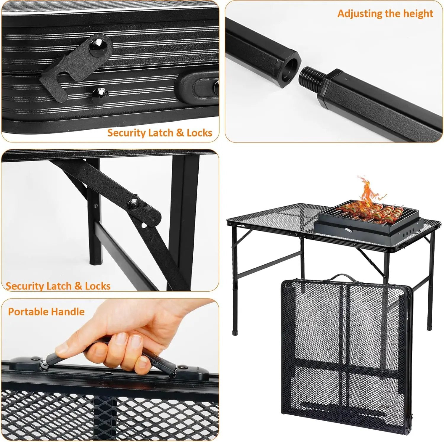 Folding Table, Easy for Storage, Compact Portable Picnic Table for Grill, Outdoor Camping, Garden, Patio, Dining, BBQ, Party, Market, 4Ft (Large, Black) by GreenHaven Gardens
