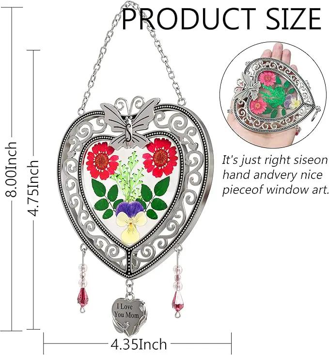 KY&BOSAM Heart Suncatcher-Stained Glass Panles I Love You Mom Sun catchers Hangings for Windows Wind Chime Ornament Mom Gifts - Gifts for Mother`s Day Valentine`s Day Birthday Christmas by GreenHaven Gardens