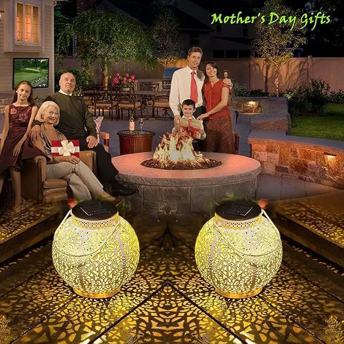 TAKE ME Solar Lanterns Lights Outdoor Waterproof Garden Laterns Metal Retro Lights for Mothers Day Gifts Mom Wife Grandma Birthday Gifts (White Set of 2) by GreenHaven Gardens