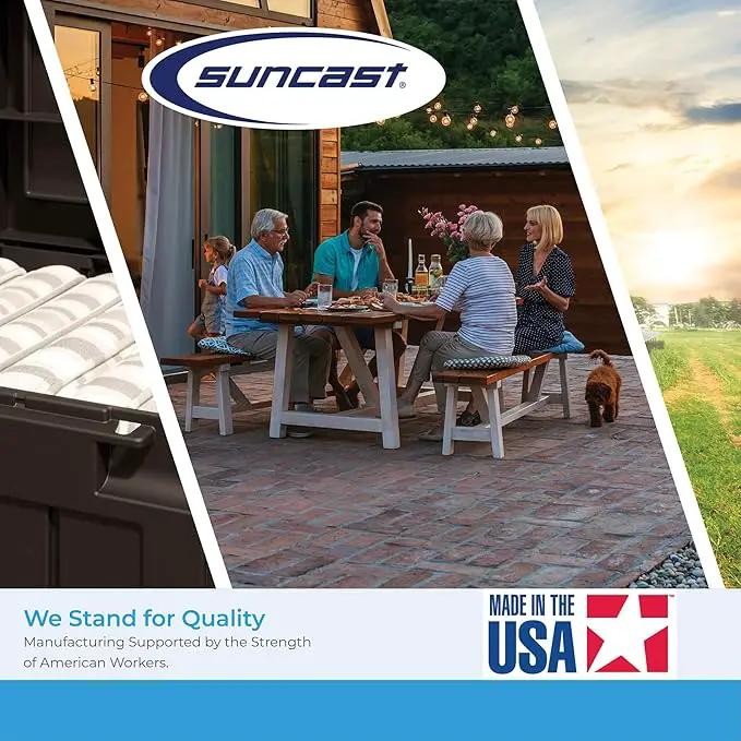 Suncast 73 Gallon Medium Resin Wicker Indoor/Outdoor Storage Box for Garden Tools, Pool Accessories, and Patio Cushions, Cyberspace by GreenHaven Gardens