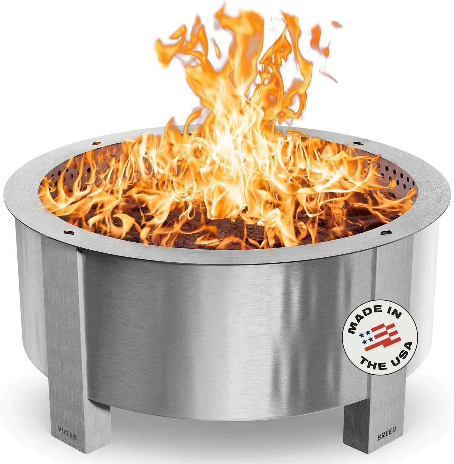 Breeo Smokeless Fire Pit (X Series 42, Stainless Steel, Lid Included) | 46 inch Smokeless Firepit for Outside | 190 Pounds | Ideal for Large GatheringsCompatible with Wide Range of Breeo Accessories by GreenHaven Gardens