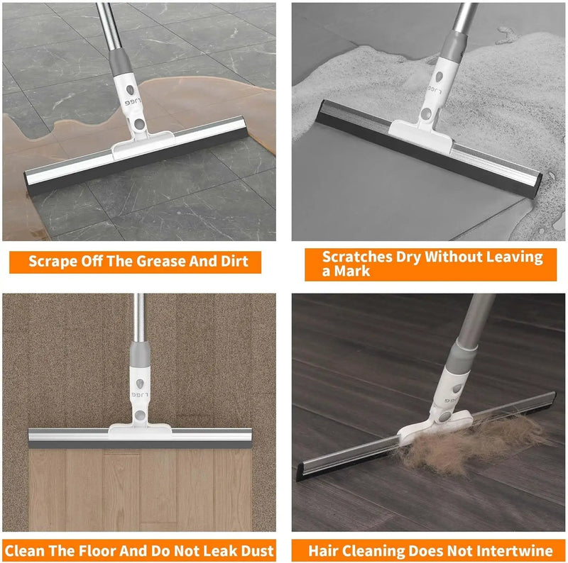 Squeegee Broom for Floor, 17" Rubber Squeegee with 51" Aluminum Alloy Pole for Bathroom Tile, Garage Concrete, Deck, Shower Glass, Window Cleaning, Squeegee Broom for Household Floor by GreenHaven Gardens