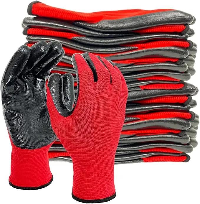 Evridwear Work Gloves with Grip Rubber Coated for Men Women Warehouse Mechanic,12 Pairs Bulk by GreenHaven Gardens