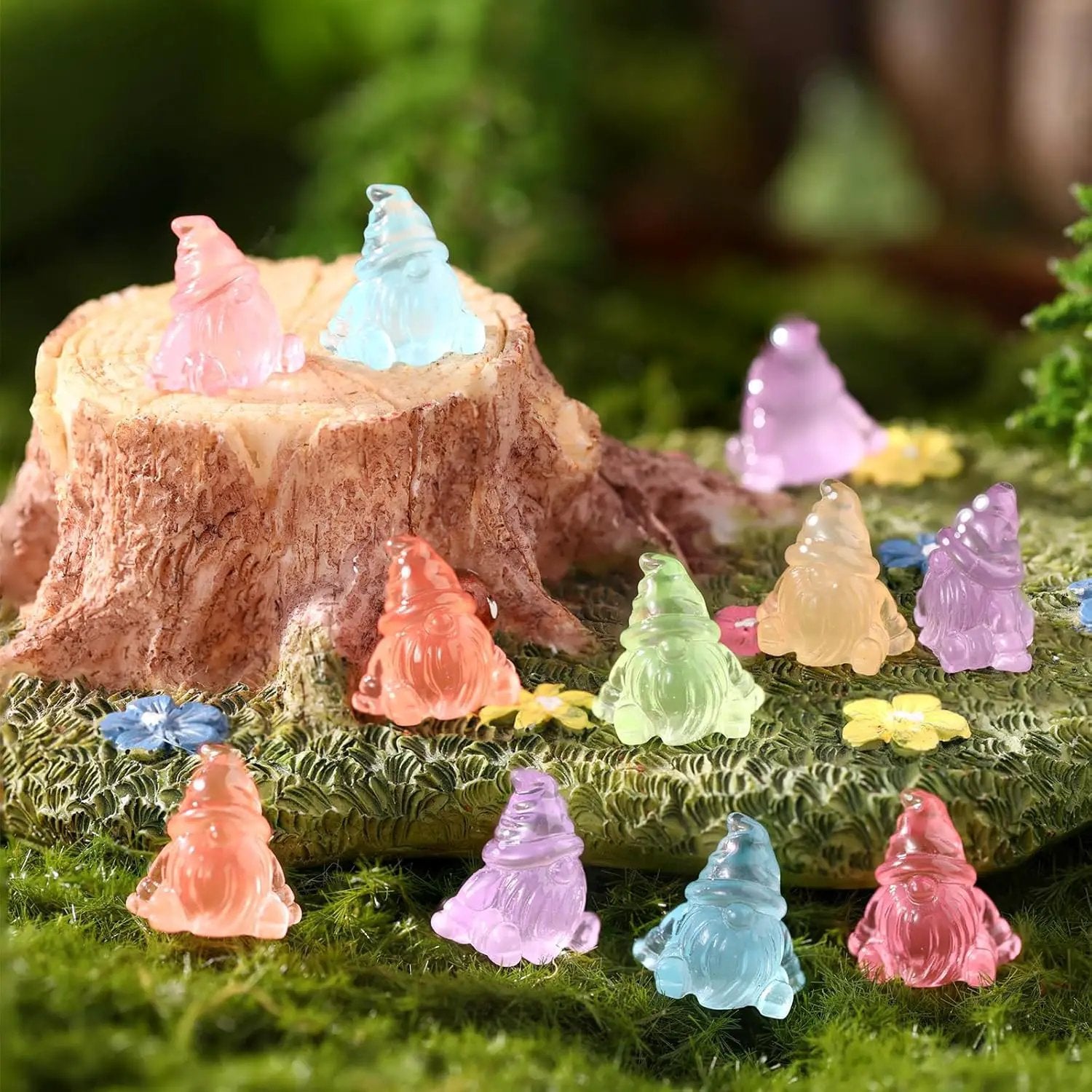 60 Pcs Mini Resin Luminous Gnomes Bulk Tiny Fairy Resin Statues Glow in The Dark Small Gnomes Miniature Figurines for Landscape Outdoor Patio Yard Lawn Plant Pots Fairy Decor (Vivid) by GreenHaven Gardens