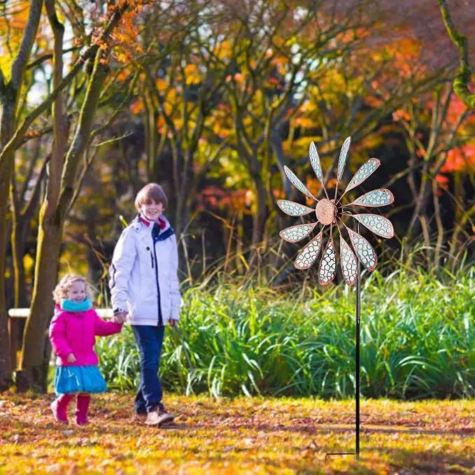 DREAMYSOUL Outdoor Wind Spinner 33" Metal Wind Sculpture Waterproof Fluorescence Wind Spinners for Garden Patio Lawn Decoration by GreenHaven Gardens