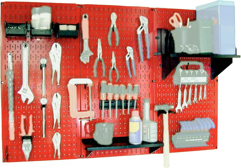 Wall Control 30-WRK-400RB Standard Workbench Metal Pegboard Tool Organizer,Red/Black by GreenHaven Gardens